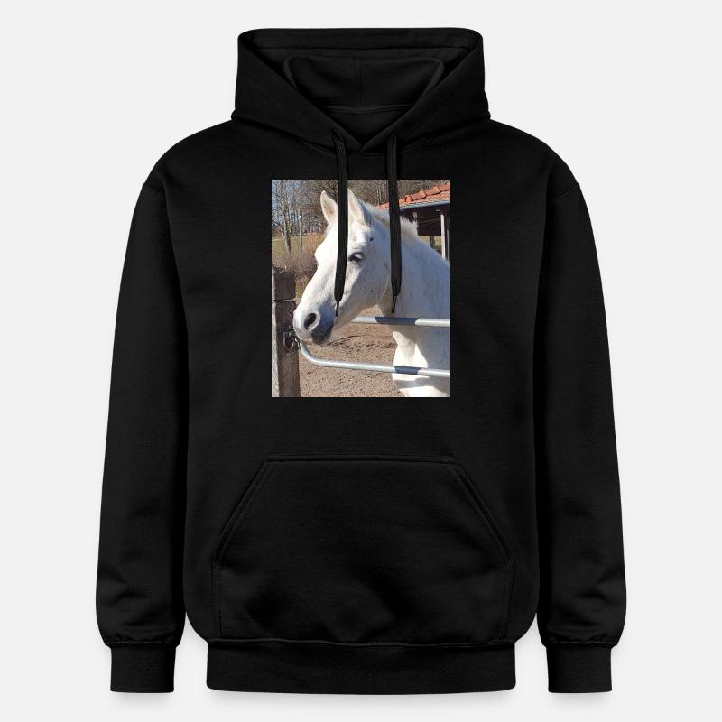 Portrait de cheval blanc - Sweat à capuche Softstyle® Gildan Unisexe - noir