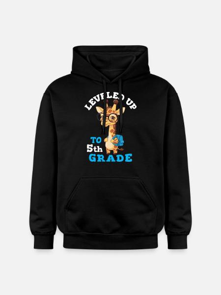 Uppgraderad till 5:e klass - Funny Giraffe - Gildan luvtröja unisex Softstyle® Midweight - svart