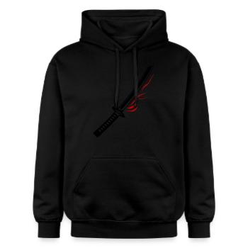 Icône d’épée de samouraï - Sweat à capuche Softstyle® Gildan Unisexe - noir - Devant - Marisol (170cm) & Nik (191cm)