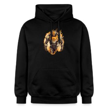 Mecha - Sweat à capuche Softstyle® Gildan Unisexe - noir - Devant - Marisol (170cm) & Nik (191cm)