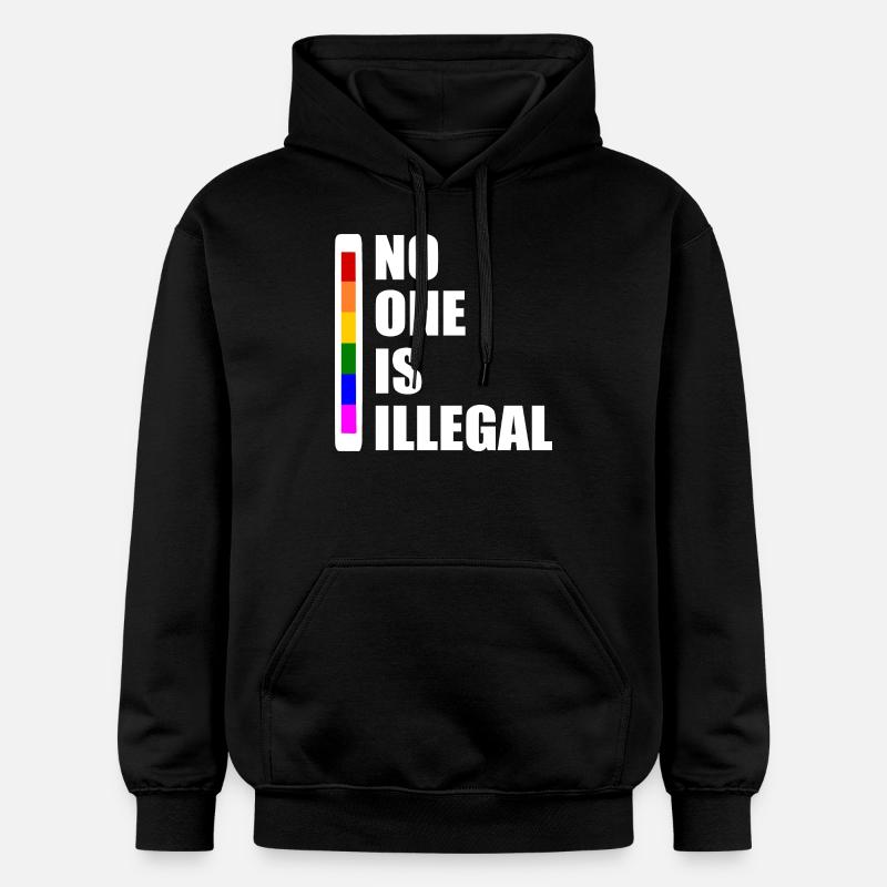 No one is illegal - Gildan Unisex Softstyle® Midweight Hoodie - black