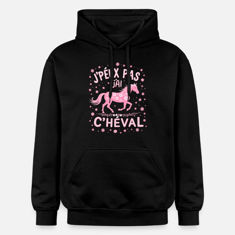 J'Peux Pas J'Ai Cheval - Rose - Sweat à capuche Softstyle® Gildan Unisexe - noir