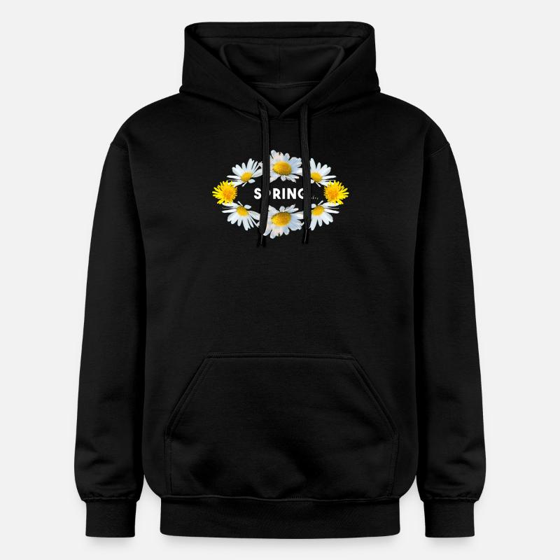 Printemps Vibrations printanières Fleurs - Sweat à capuche Softstyle® Gildan Unisexe - noir