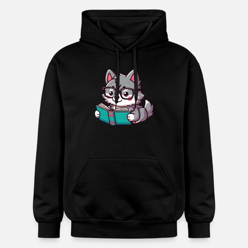 Der süße lese Wolf - Gildan Unisex Softstyle® Midweight Hoodie - Schwarz