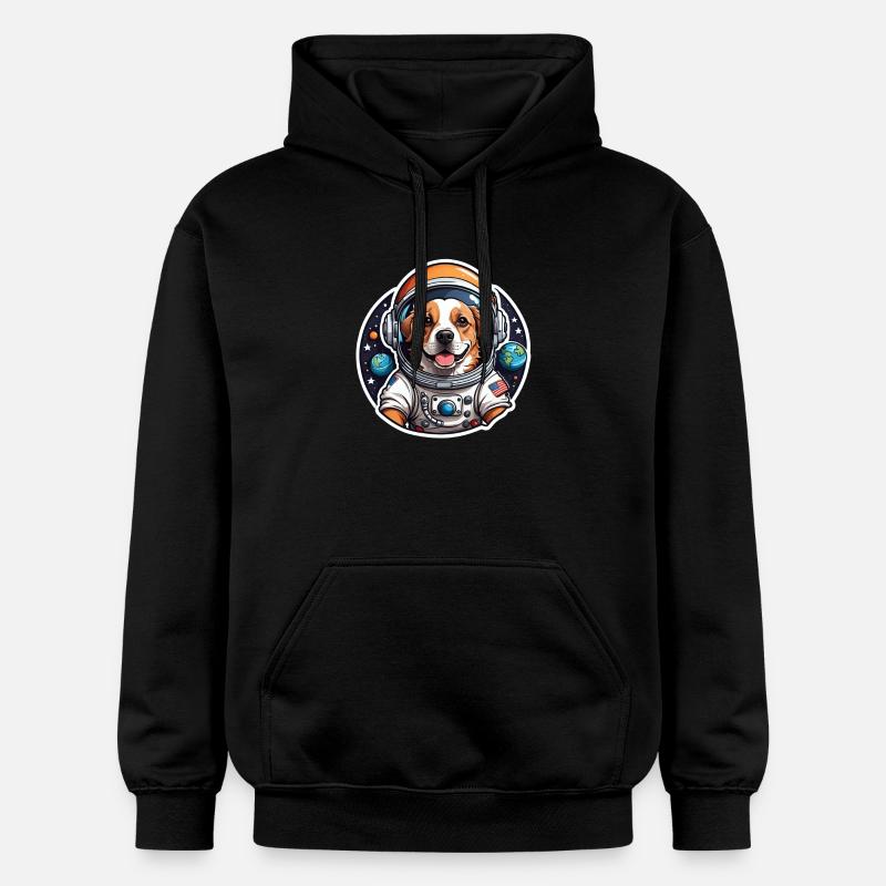 Chien astronaute dans l’espace - Sweat à capuche Softstyle® Gildan Unisexe - noir