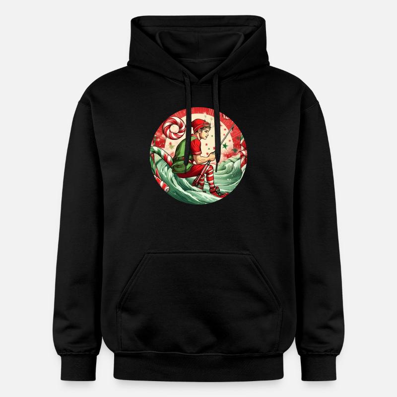 Pêche aux elfes de Noël - Sweat à capuche Softstyle® Gildan Unisexe - noir