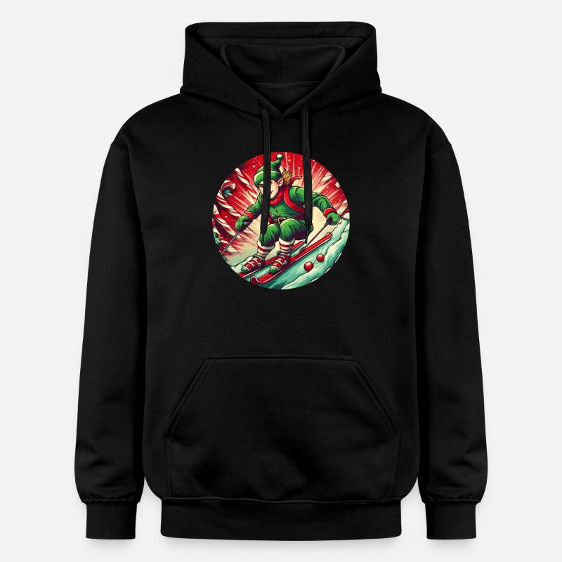 Ski des elfes de Noël - Sweat à capuche Softstyle® Gildan Unisexe - noir