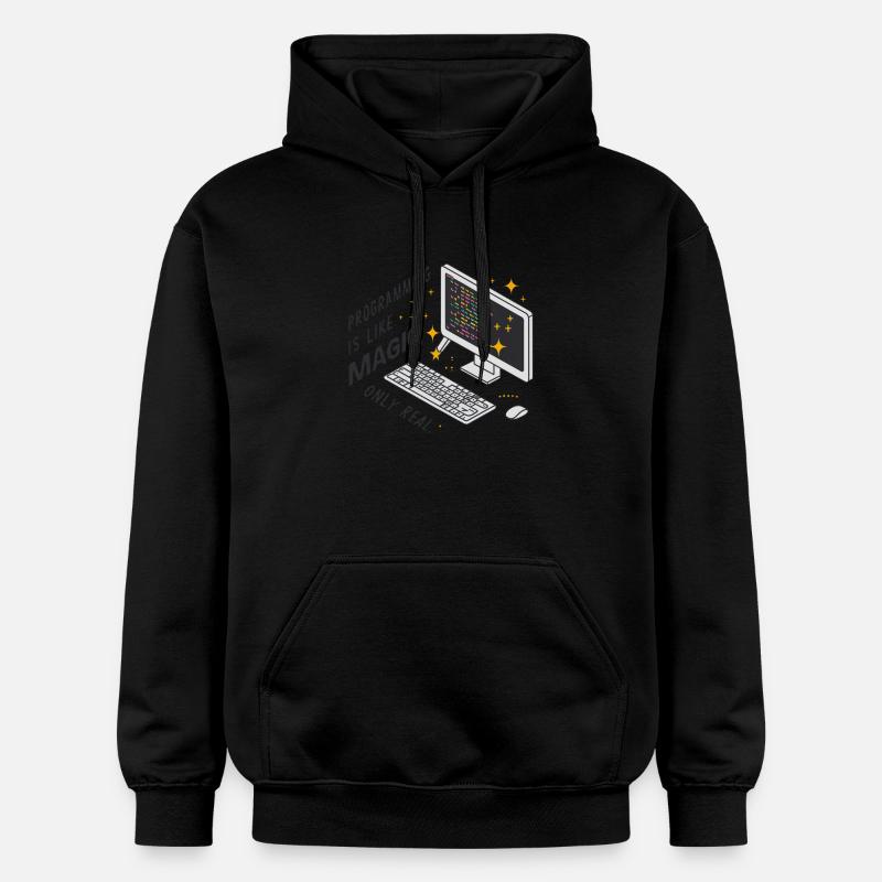 La programmation est comme de la magie, mais réelle. - Sweat à capuche Softstyle® Gildan Unisexe - noir