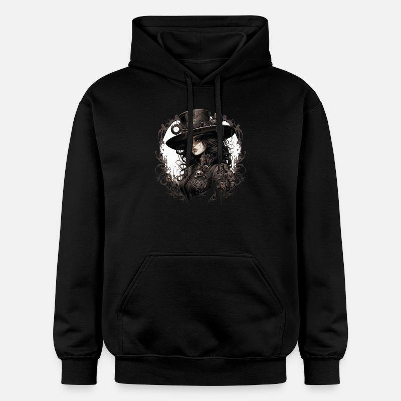 Emo Cowboy Steampunk Mädchen - Gildan Unisex Softstyle® Midweight Hoodie - Schwarz