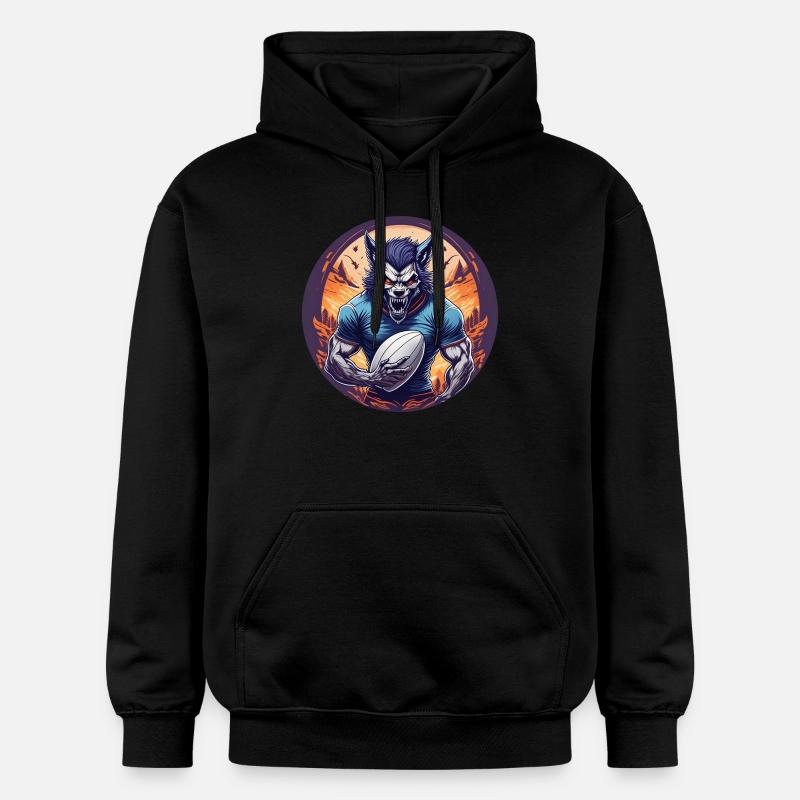 Gruseliges Halloween-partykostüm Werwolf Rugby - Sweat à capuche Softstyle® Gildan Unisexe - noir