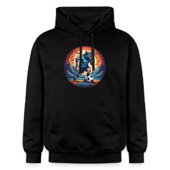 Gruseliges Halloween-partykostüm Werwolf-fußball - Gildan Unisex Softstyle® Midweight Hoodie - Schwarz - Vorne - Marisol (170cm) & Nik (191cm)