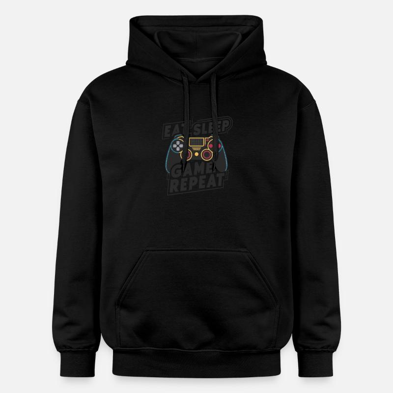 Manger, dormir, jouer, répéter - Sweat à capuche Softstyle® Gildan Unisexe - noir