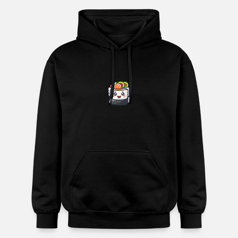 Rouleau de sushi avec visage - Sweat à capuche Softstyle® Gildan Unisexe - noir