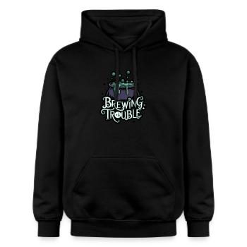 Hexenkessel – Brewing Trouble - Gildan Unisex Softstyle® Midweight Hoodie - Schwarz - Vorne - Marisol (170cm) & Nik (191cm)