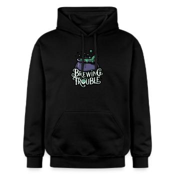 Hexenkessel – Brewing Trouble - Gildan Unisex Softstyle® Midweight Hoodie - Schwarz - Vorne - Marisol (170cm) & Nik (191cm)