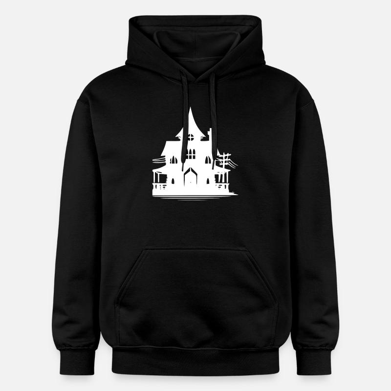 Vieille maison hantée d’Halloween abandonnée - Sweat à capuche Softstyle® Gildan Unisexe - noir