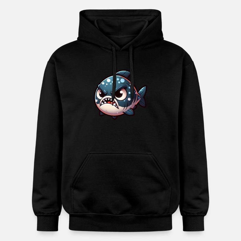 mignon piranha en colère - Sweat à capuche Softstyle® Gildan Unisexe - noir