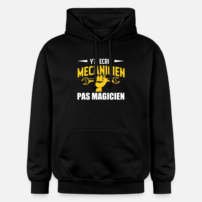 Y'a écrit mécanicien pas magicien - Sweat à capuche Softstyle® Gildan Unisexe - noir