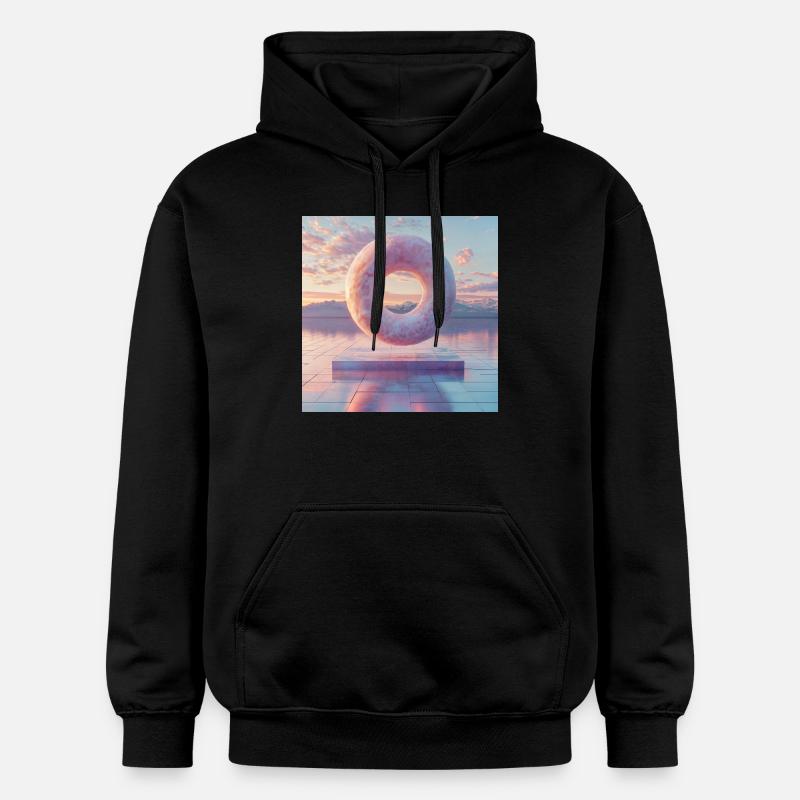 Beignet en lévitation 3D - Sweat à capuche Softstyle® Gildan Unisexe - noir