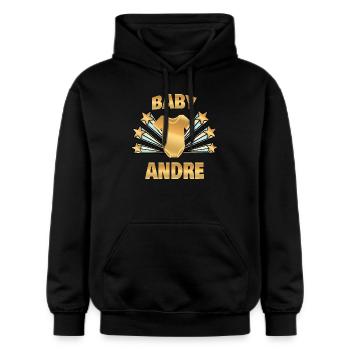 Andre - Sweat à capuche Softstyle® Gildan Unisexe - noir - Devant - Marisol (170cm) & Nik (191cm)