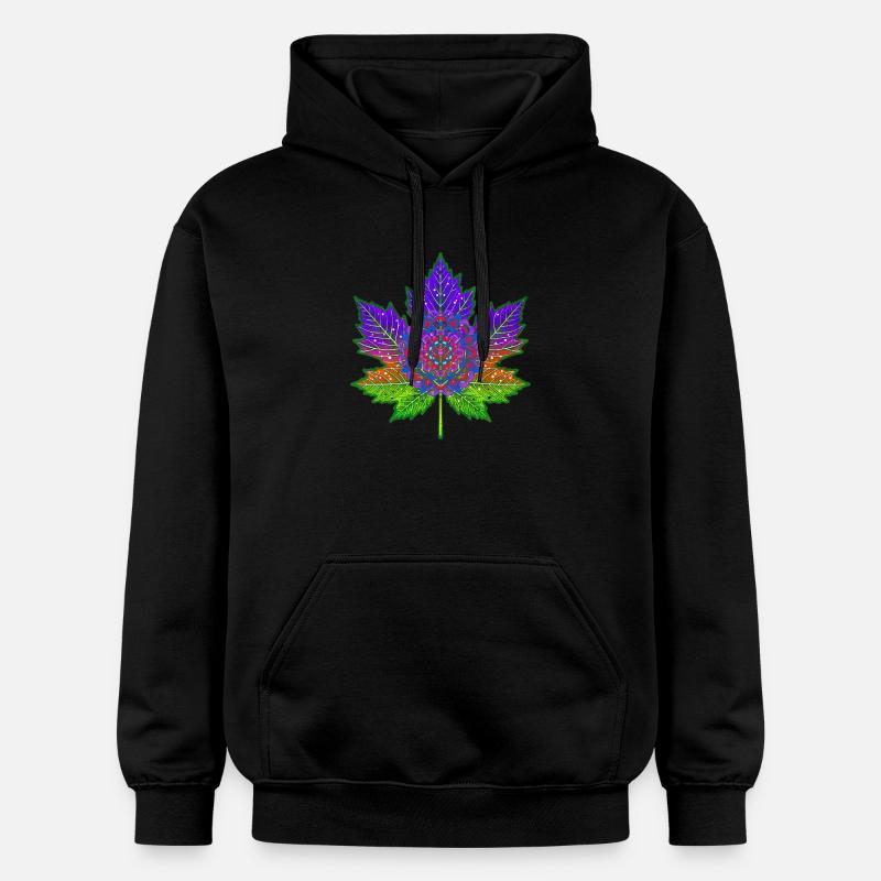 feuilles et mandalas cosmique - Sweat à capuche Softstyle® Gildan Unisexe - noir