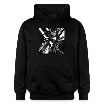 Geometric Nexus - Gildan Unisex Softstyle® Midweight Hoodie - Schwarz - Vorne - Marisol (170cm) & Nik (191cm)