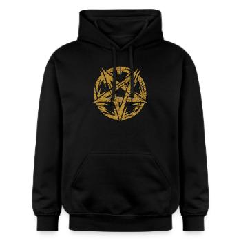 Pentagramme déchiré signe occulte - Sweat à capuche Softstyle® Gildan Unisexe - noir - Devant - Marisol (170cm) & Nik (191cm)