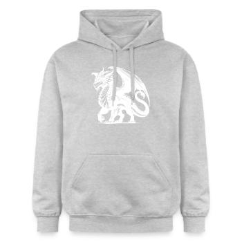 Clever Dragon with Huge Wings Tattoo Style - Gildan Unisex Softstyle® Midweight Hoodie - light heather grey - Front - Liana (172cm) & Jaron (178cm)