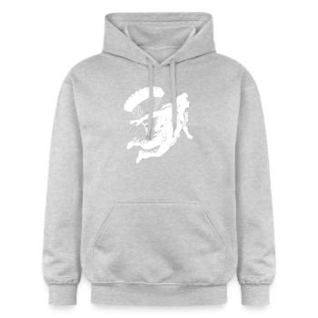 Parachute Saut Hobby Parachutiste - Sweat à capuche Softstyle® Gildan Unisexe - gris clair chiné - Devant - Liana (172cm) & Jaron (178cm)