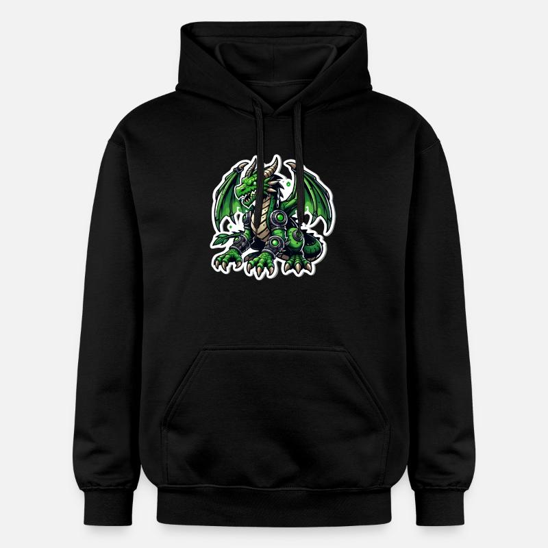 Dragon vert cybernétique - Sweat à capuche Softstyle® Gildan Unisexe - noir