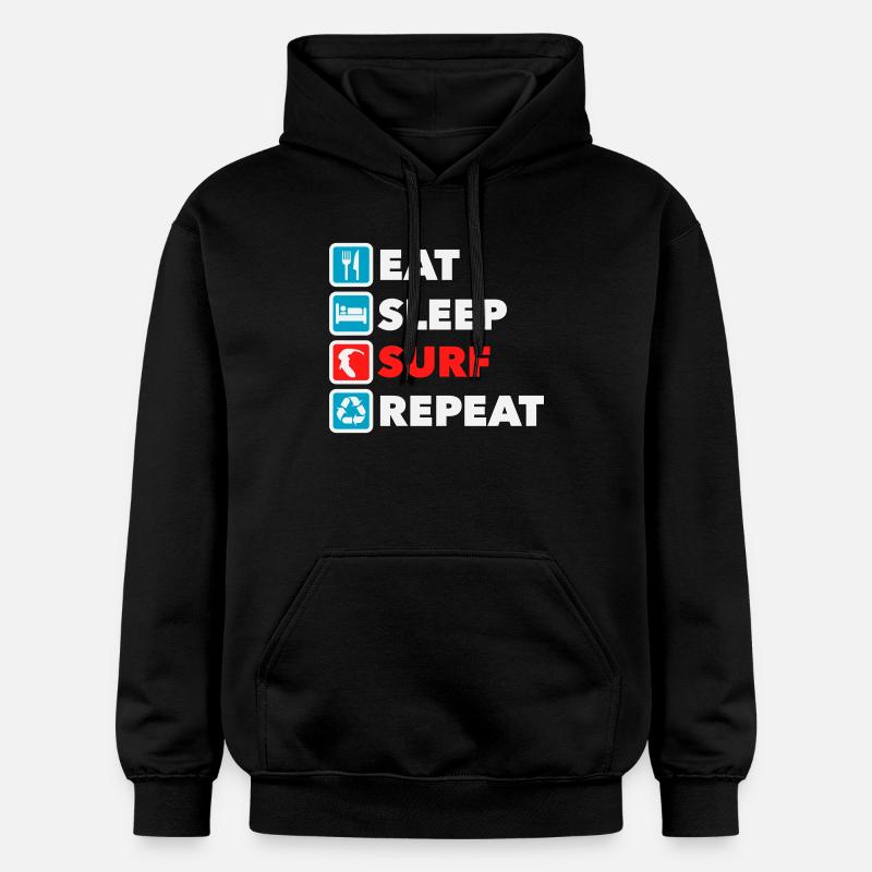 Eat Sleep Surf Repeat - Gildan Unisex Softstyle® Midweight Hoodie - Schwarz