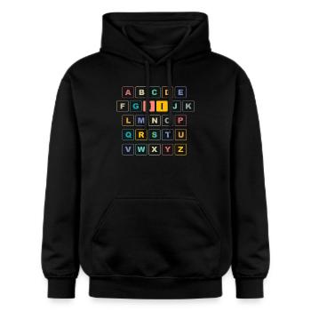 ABC Button HI - Kindergarten Preschool - Gildan Unisex Softstyle® Midweight Hoodie - black - Front - Marisol (170cm) & Nik (191cm)