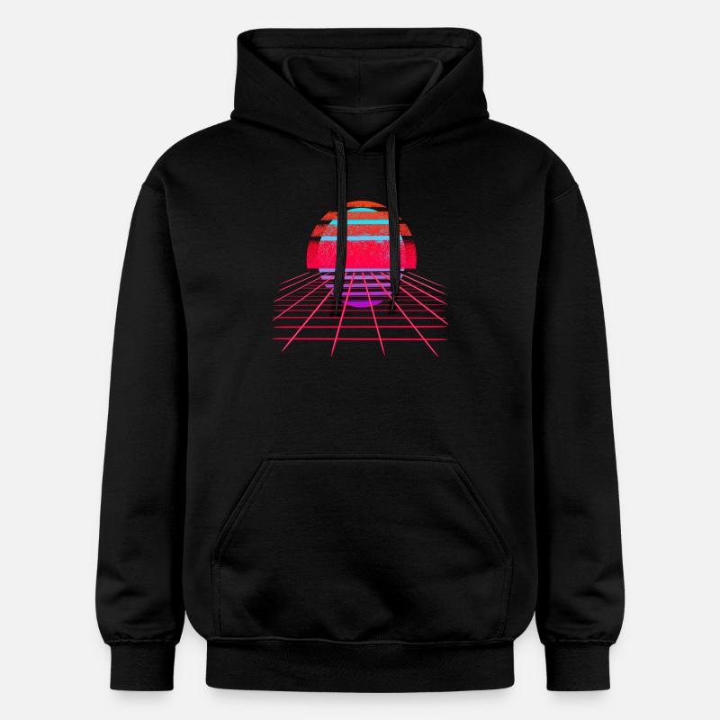 Rétro Wave Sunset Vaporwave - Sweat à capuche Softstyle® Gildan Unisexe - noir
