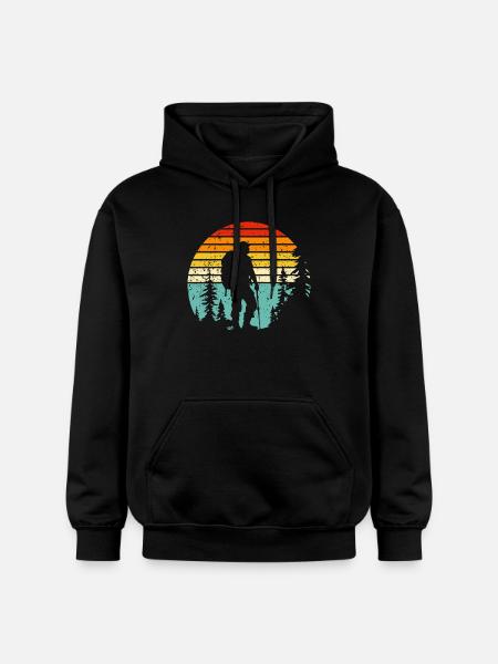 Wanderer-Silhouette zur Retro-Schlafenszeit - Gildan Unisex Softstyle® Midweight Hoodie - Schwarz