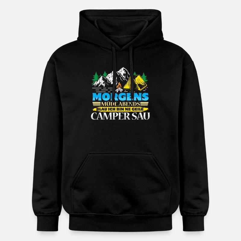 Camper Camping Wohnwagen Spruch - Gildan Unisex Softstyle® Midweight Hoodie - Schwarz