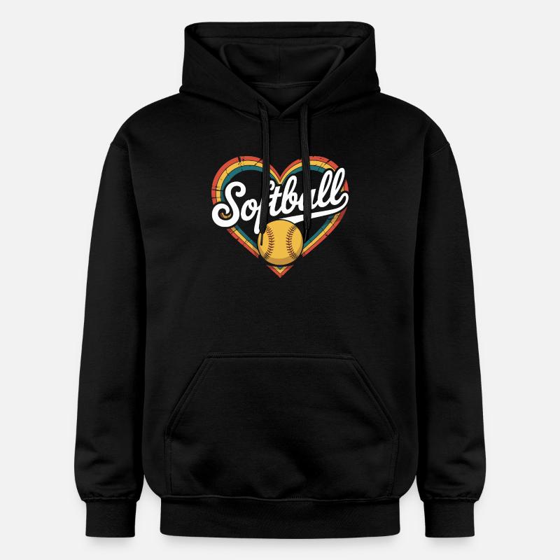 Softball du cœur - Sweat à capuche Softstyle® Gildan Unisexe - noir