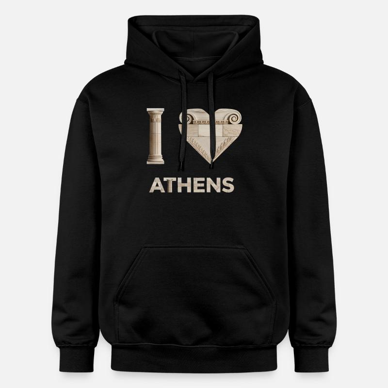 ATHÈNES – Lettrage architectural en marbre - Sweat à capuche Softstyle® Gildan Unisexe - noir