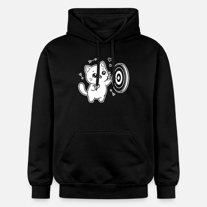 Joueur de fléchettes Kawaii Cat - Sweat à capuche Softstyle® Gildan Unisexe - noir