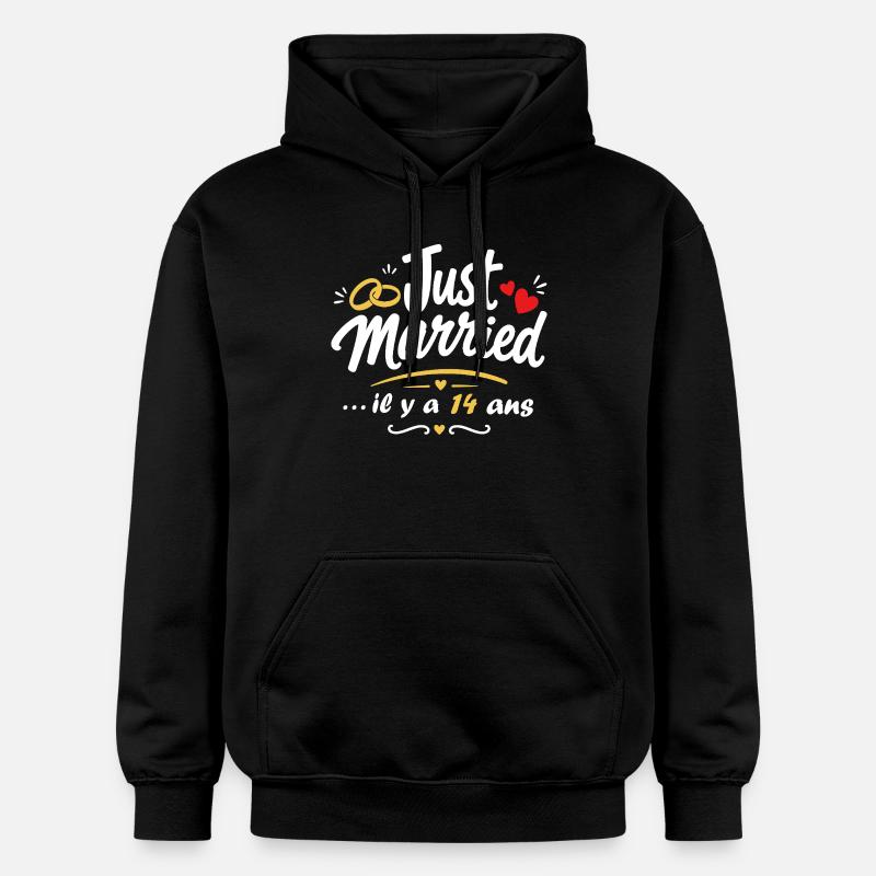 Just Married 14 Ans - Anniversaire - Sweat à capuche Softstyle® Gildan Unisexe - noir