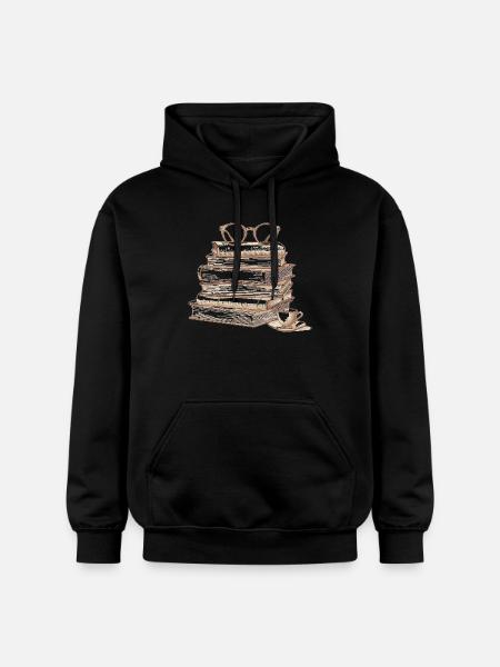Stack of books with glasses - Gildan Unisex Softstyle® Midweight Hoodie - black