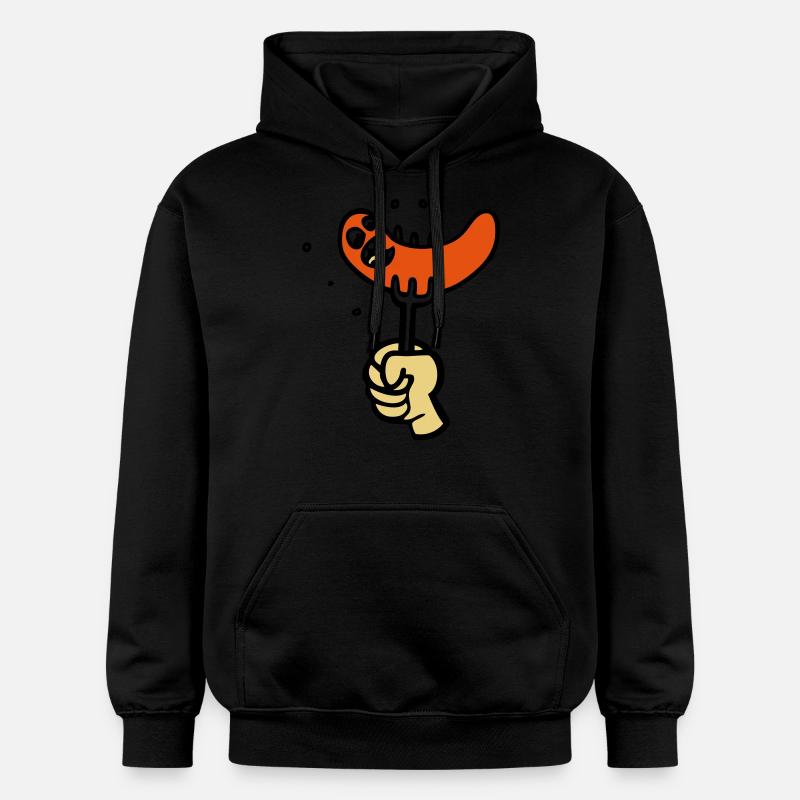 dessin saucisse cartoon BBQ drôle - Sweat à capuche Softstyle® Gildan Unisexe - noir