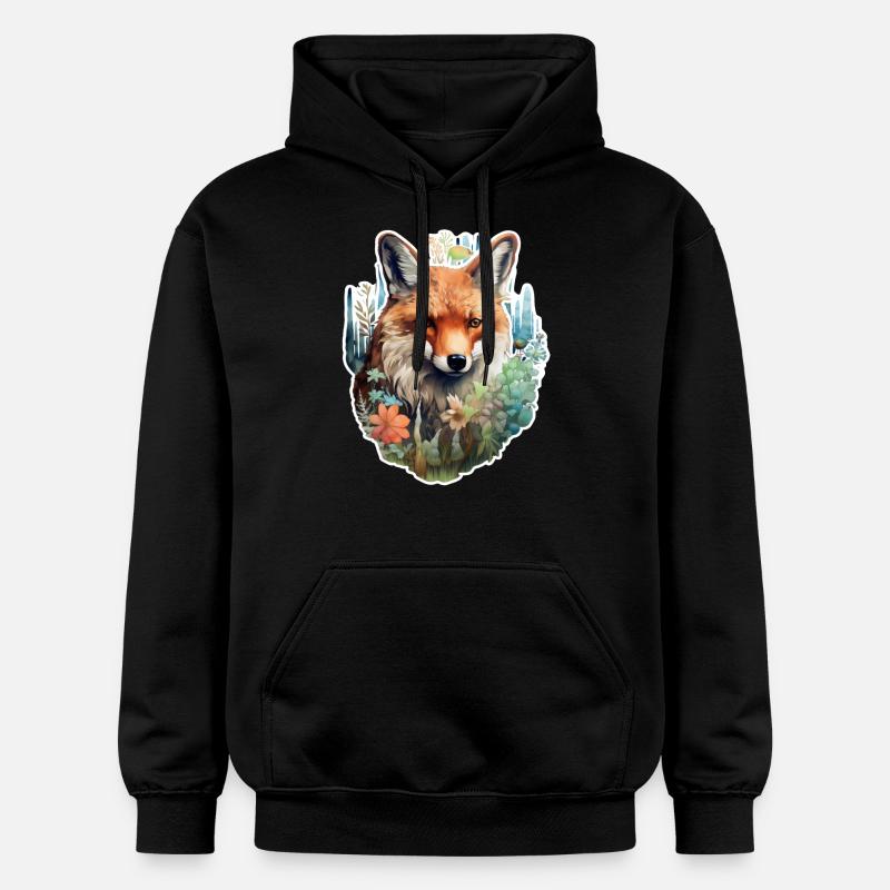 Tête de renard - Sweat à capuche Softstyle® Gildan Unisexe - noir
