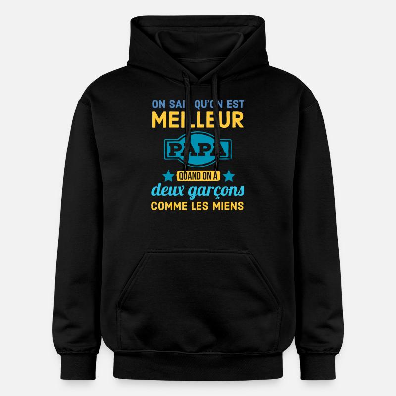 Père de deux garçons - Sweat à capuche Softstyle® Gildan Unisexe - noir