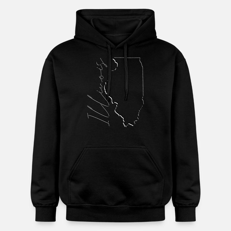 Illinois (États-Unis) | Carte | Script fantôme - Sweat à capuche Softstyle® Gildan Unisexe - noir