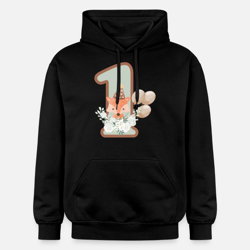 1e anniversaire renard fleurs - Sweat à capuche Softstyle® Gildan Unisexe - noir