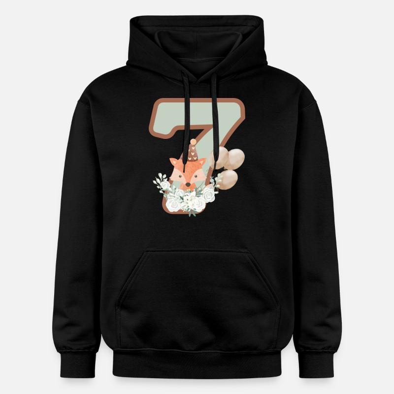 7e anniversaire renard fleurs - Sweat à capuche Softstyle® Gildan Unisexe - noir