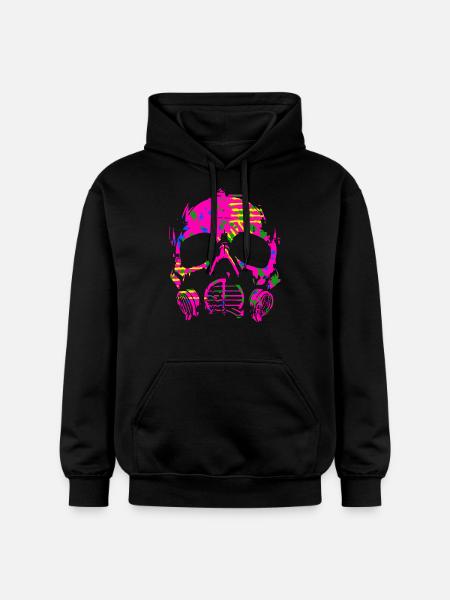 Tęczowa różowa maska gazowa Camo - Bluza z kapturem typu unisex Gildan Softstyle® Midweight - czarny