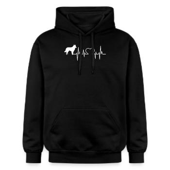 Mudi Geschenk Shirt - Gildan Unisex Softstyle® Midweight Hoodie - Schwarz - Vorne - Marisol (170cm) & Nik (191cm)