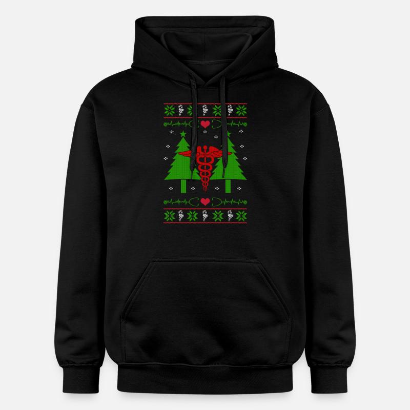 Infirmier infirmière laid de Noël - Sweat à capuche Softstyle® Gildan Unisexe - noir