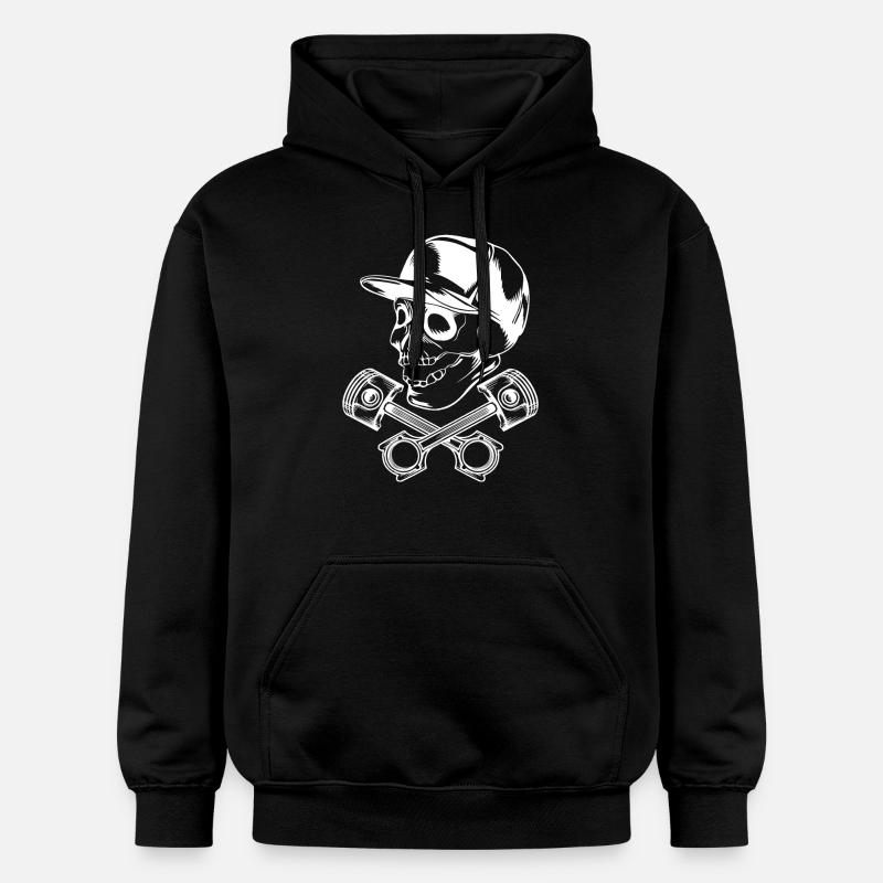 piston du crâne blanc - Sweat à capuche Softstyle® Gildan Unisexe - noir